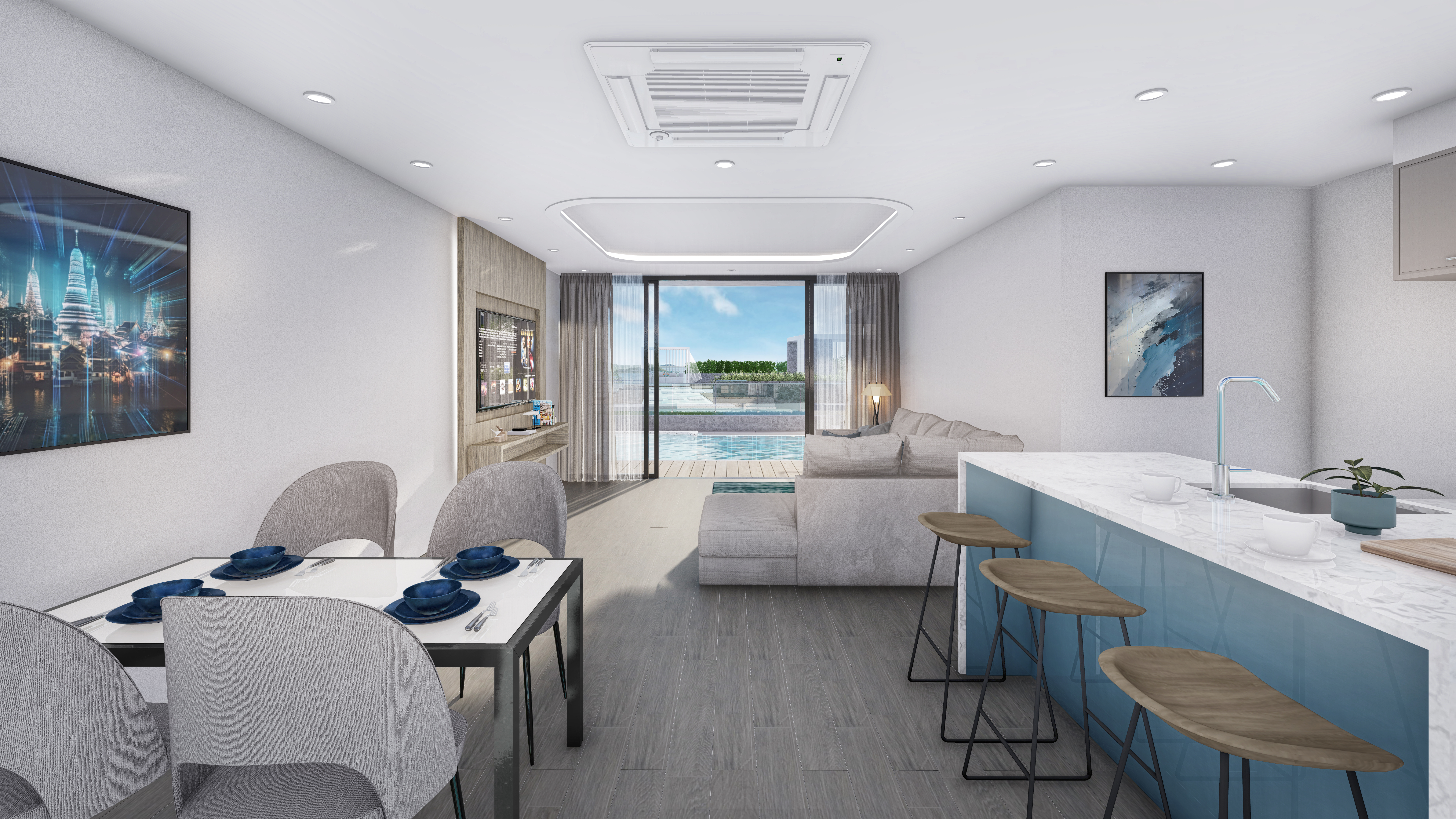 Grand 3-Bedroom Suite – 145 SQ.M | Direct Pool Access & Partial Sea View